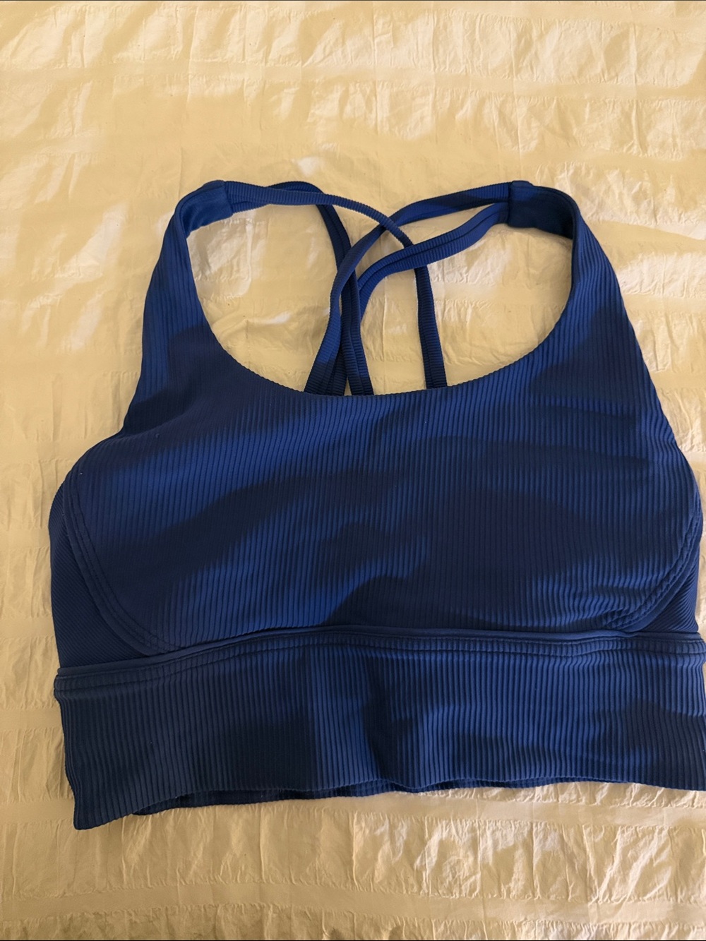 Lululemon Blue Ribbed Strappy Sports Bra
